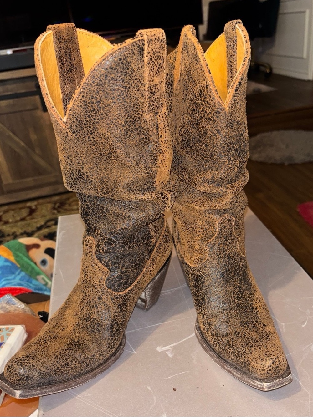 OLD GRINGO Rust Brown Distressed Leather Western Boots - Women size 7B